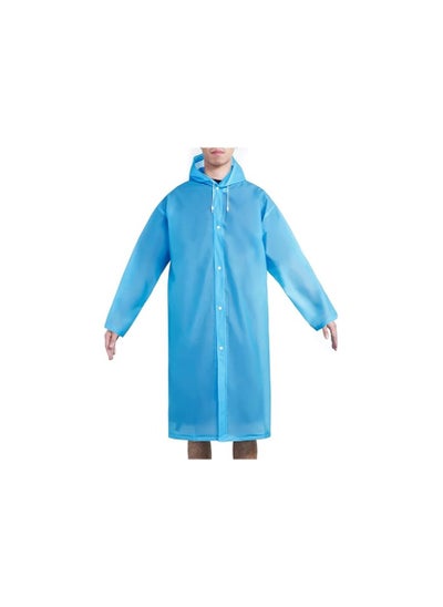 اشتري Rain Ponchos for Adults Reusable, Raincoats for Women Men with Hoods and Sleeves (blue) في الامارات