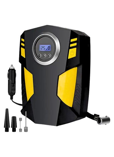 Buy Clevisco Portable Air Compressor Electric with Tire Pressure Detector: 150PSI 12V Digital LCD LED Flash-Light for Car Bike Ball SUV 4x4 Offroad Motorcycle with Handheld Nozzle Valve Adapters in UAE