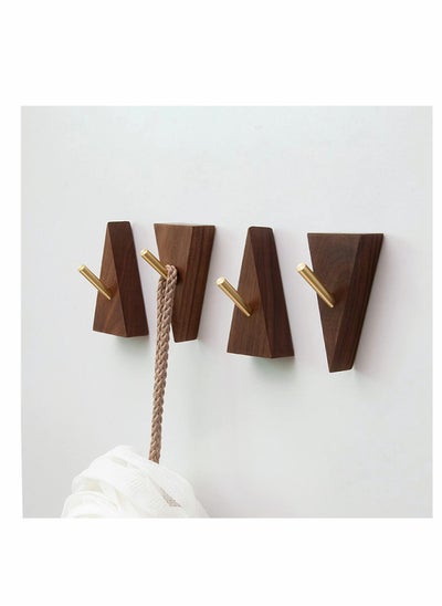 Buy Wood Wall Hook, Purse Hanger for Wall Cute Wall Hooks for Hanging Coats Hat Hangers Wall Mounted Modern Wall Hooks Black Metal Hooks Wall Decorative Wall Hooks (4, Black Walnut Wood) in UAE