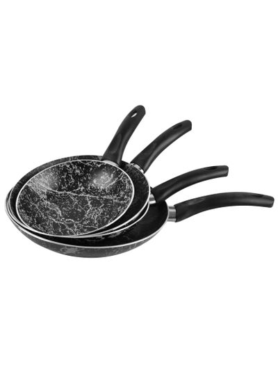 اشتري Grandi Cook Marble Fry Pan Set 16-18-22-26 Marbel Black في مصر