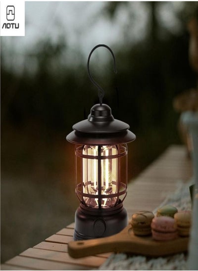 Buy Retro Outdoor Camping Lantern - Long Battery Life, USB Rechargeable, IPX4 Waterproof Emergency Light - Portable Handheld Tent Light in UAE