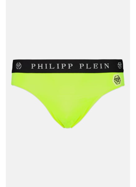 Buy Men Brand Logo Pull on Swimwear Brief, Neon Yellow in UAE