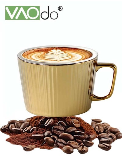 Buy Coffee Cup High with Handle Temperature Calcined Teacups Suitable for Juices Beverages Cappuccino Latte Espresso Beverage Milk Mug in UAE