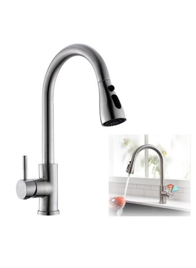 Buy Kitchen Faucet with Pull Down Sprayer, High Arc Single Handle Single Hole Stainless Steel Kitchen Sink Faucet with 3 Functions Sprayer for Commercial Modern RV, Brushed Nickel in UAE