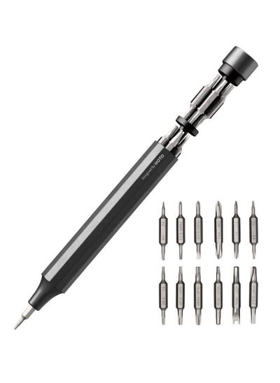 اشتري HOTO 24-in-1 Precision Screwdriver Gray | 24 S2-Steel Precision Bits | 360° Free-Rotating Lid | Magnetic Storage | Aluminum Alloy Body | MoMA Design في الامارات