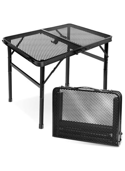 Buy High Portable Grill Tables for Outside, Height Adjustable, Mesh Desktop Camping Table,Waterproof & Fireproof Oversized Metal Folding Table for Grill,Lightweight Aluminum Alloy, Black in Saudi Arabia