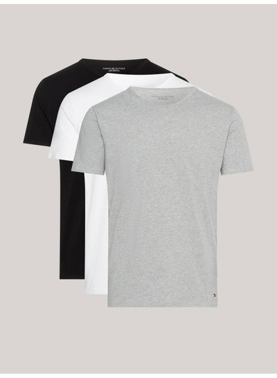 Buy Tommy Hilfiger Men's Undershirts - 3 Piece Set - Underwear - Cotton , Black, White, Grey in Saudi Arabia