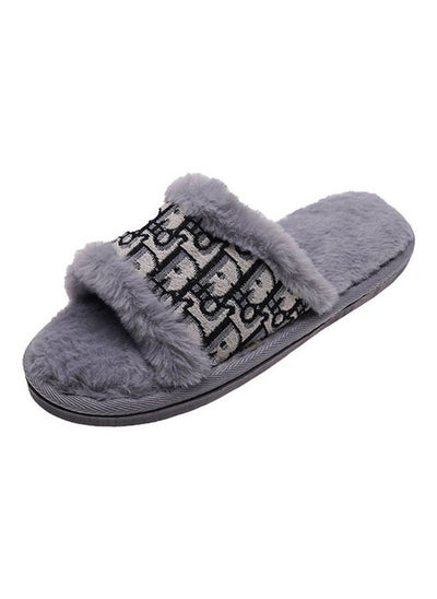 Buy Printed Bedroom Slippers Grey in Saudi Arabia