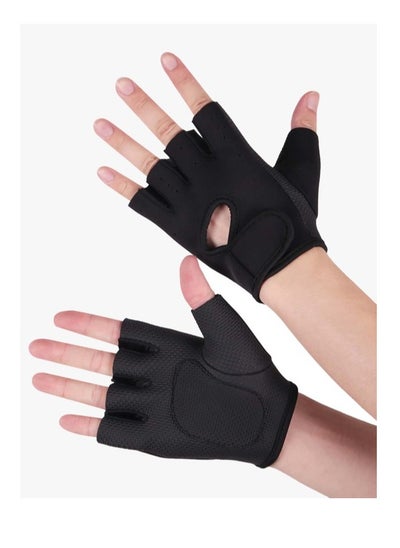 Buy Half Finger Gloves For GYM Exercise, Weightlifting And Cycling Size XXL, Black in Egypt