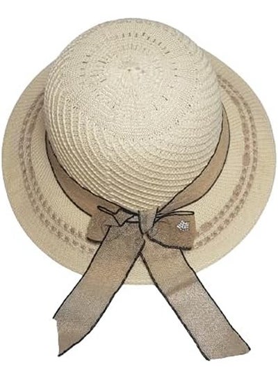 Buy MerryGlam Women Beach Hat | Brim Straw Girls Summer Bucket Cap_ Travel Foldable Floppy UV Protection Sun Beach Ribbon Hat in UAE