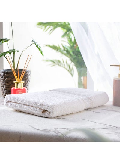 اشتري Organic Cotton Bath Towel 100% Cotton Quick Dry Plush Bath Sheet Ultra Soft Highly Absorbent Daily Usage Towels For Bathroom L 140 x W 70 cm White في الامارات