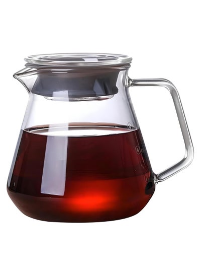 Buy V60 Coffee Server with Lid to Keep Coffee Hot | Transparent Heat-Resistant Glass Coffee Server 600 ml | Perfect for Dripping and Serving Coffee in Saudi Arabia