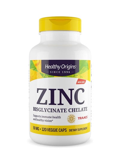 Buy Zinc Bisglycinate Chelate Supports Immune Health and Healthy Vision 50 mg Dietary Supplement - 120 Veggie Caps in UAE