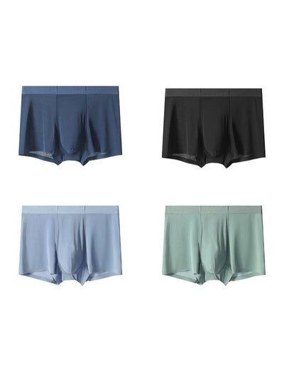 Buy Zeemey 4 Pack Men's Boxer Briefs Low Rise Undies Cool Boxers Shorts Underpants Soft Pants Breathable Seamless Trunks Ice Silk Underwear for Men in Saudi Arabia