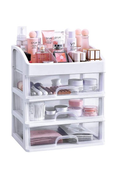 Buy 3-Layer Makeup Organizer，Multi-Function Make Up Case Dustproof Cosmetic Storage Box,Bathroom Vanity Countertop Storage for Cosmetics, Brushes, Lotion, Nail Lipstick and Jewelry ,Skin Care Products Jewelry Organizer Finishing Box Bathroom Desktop in Saudi Arabia