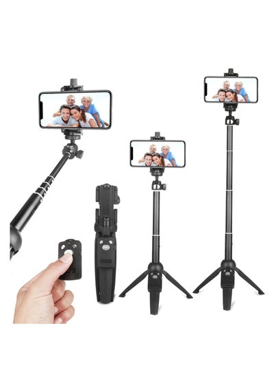 Buy Selfie Stick Tripod,Extendable Portable Selfie Stick with Bluetooth Wireless Remote and Tripod Stand for iOS and Android(40inch) in UAE