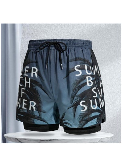 اشتري Fashionable Men's Double-Layer Quick Drying Beach Swimming Shorts في الامارات