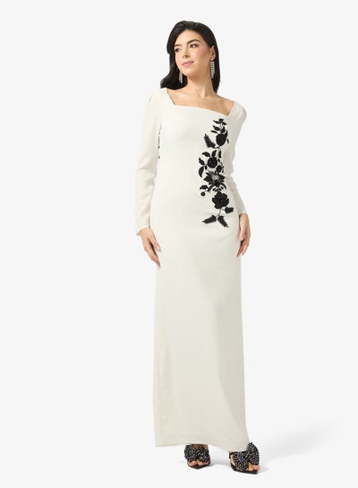 dress elegant wedding guest elegant midi dresses Elodie Floral Embroidered Mesh Bodycon Dress Midi Navy – Girl In Mind main image 0