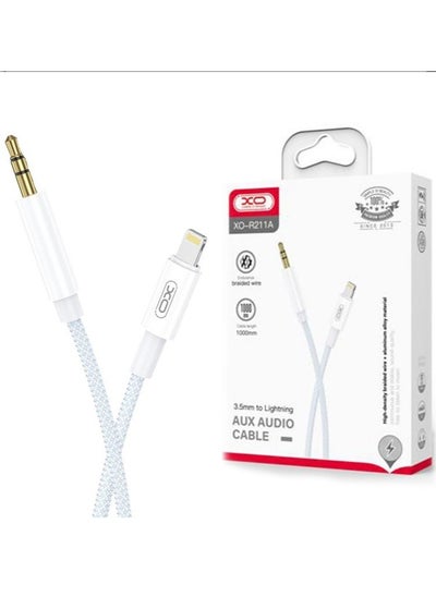 Buy XO R211A 3.5MM to Lightning Audio Cable QC Certified 3.5 mm headphone Jack cable Male Aux Stereo Audio Cable to lightning Compatible with all iphone series until 14 pro max - white - aux iphone in Egypt