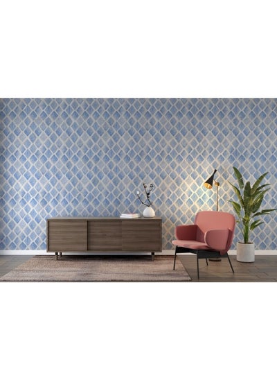 اشتري Blue Watercolor Seamless Pattern  Fabric Wallpaper Covers An Area ​​Up To 4.2Mx3M With Adhesive And Smoothing Tool في مصر