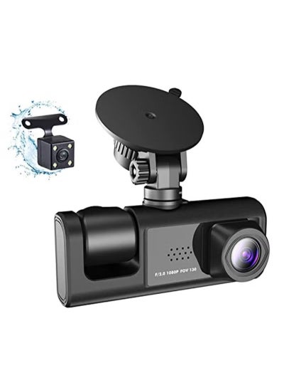 Buy Dash Camera For Car, 1080p Multi Language Car Video Recording Camcorder, 3 Camera Recording Super Night Vision Front And Rear Dash Cam, Driving Recorder With G Sensor Parking Monitor Loop Recording in Saudi Arabia