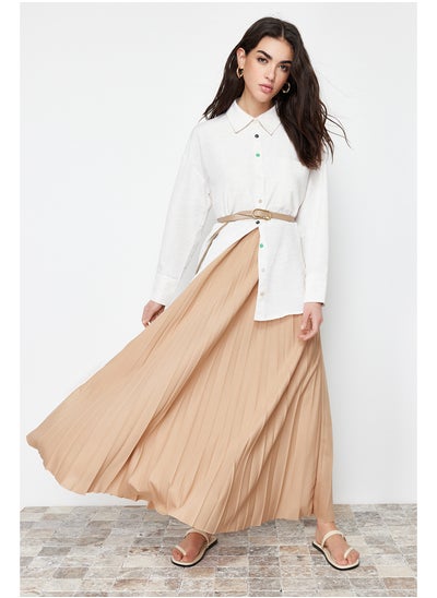 اشتري Beige Pleated Knitted Skirt TCTSS24EE00005 في مصر