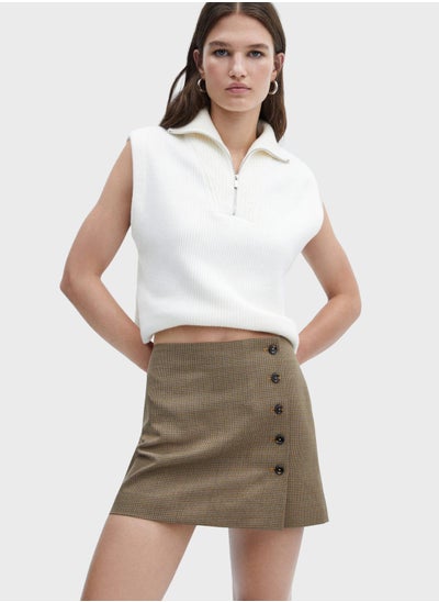 Buy Button Down Checked Skirt in UAE