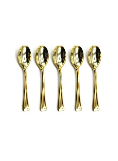 Buy Promass Beautiful Plastic Tea Spoon (10 Cm) -Golden Colour- (Pack Of 24 Units) in UAE