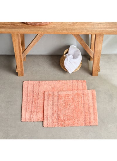 Buy Mabel 2-Piece Cotton Reversible Bathmat Set 80 x 50 cm in Saudi Arabia