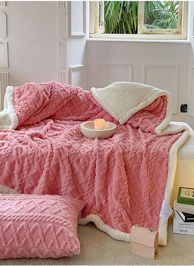 Buy Home Thick Bed Blanket Double Side Lamb Cashmere Fleece Plaid Blanket Winter Warm Throw Sofa Cover Newborn Wrap Kids Bedspread in UAE