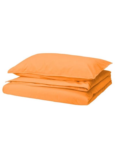 Buy Duvet Cover And Pillowcase Orange 150X200/50X80 Cm in Saudi Arabia