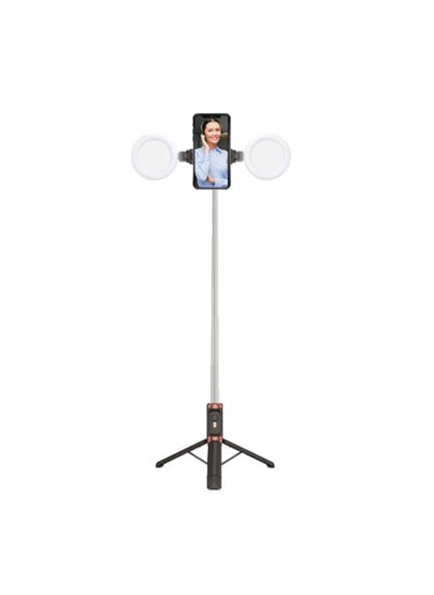 Buy 7-Section Extendable Wireless Selfie Stick/Tripod Stand With Remote Black/Gold in UAE