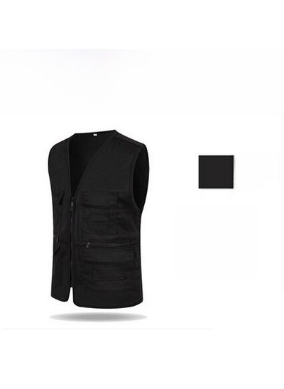 اشتري Mens Custom Vest Multi-Pocket Reporter Jacket Black في السعودية