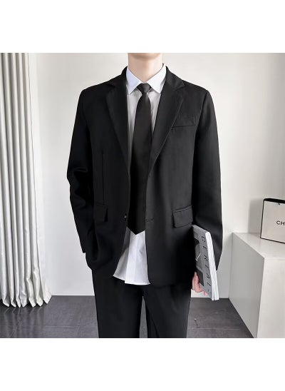 اشتري 2024 Casual Trendy Loose Mens Suit Set Autumn Black في الامارات