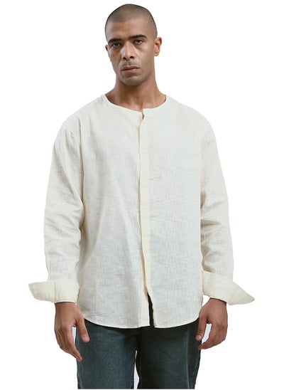 Buy Crew Neck Long Sleeves Cream Shirt in Egypt