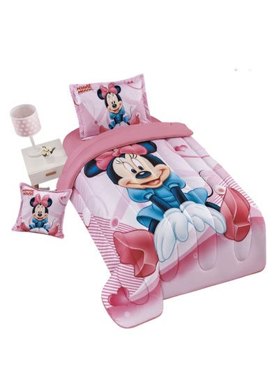 اشتري 4 Piece Microfiber Comforter Set Minnie Mouse 170X230cm في السعودية