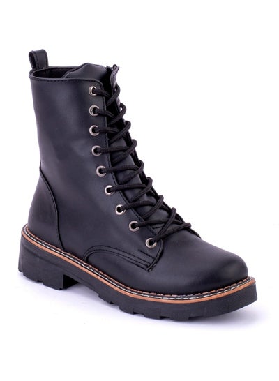 اشتري Half Boot Leather And Zipper-BLACK في مصر