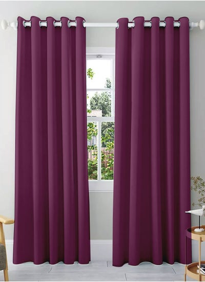 Buy Amali 2 Blackout curtains for living room Decor or bedroom window, noise reduction and light blocking with 16 Grommets in 2 panels long 274cm and 127cm in width Rosewood in UAE