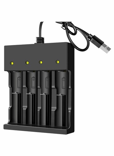 Buy 18650 Battery Charger, 3.7V 4 Bay Li-ion Charger for Rechargeable Lithium Batteries 26650 21700 18650 10400 14500 16340 16650 18500 (Only USB Charger) in Saudi Arabia