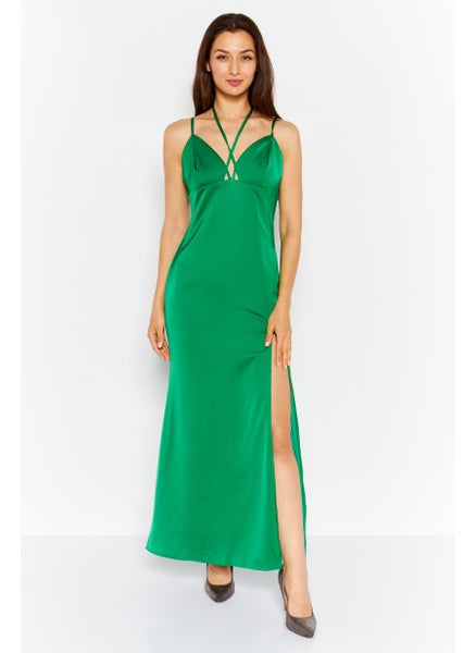 Buy Women Solid Maxi Casual Dress, Green in UAE