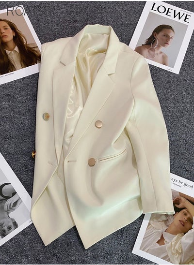 اشتري Women's Casual Business Blazer Fashion Casual Solid Color Office Coat Classic Lapel Button Open Placket Coat في الامارات