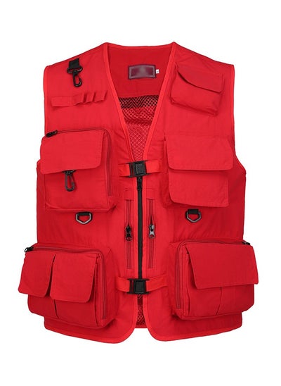 Buy Outdoor Multi Pockets Fishing Photography Vest Summer Mesh Jackets Quick Dry Waistcoat Red in Saudi Arabia