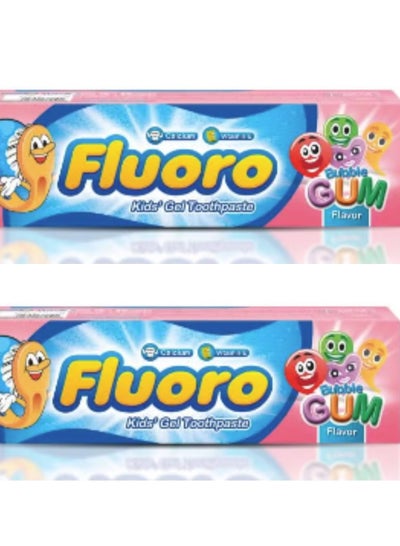 Buy Two Pieces of Eva Fluoro Kids Toothpaste with Bubble Gum Flavour - 2 x 50 gm in Egypt