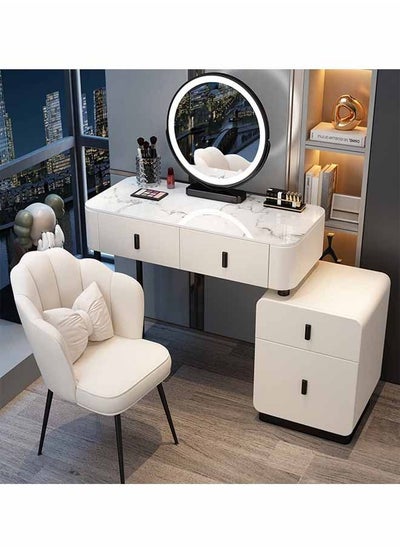 Buy Makeup Vanity Table Dressing Table Flip Mirror With Drawers And Chair 100 CM in UAE