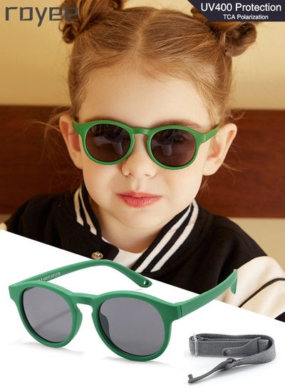 Buy Baby Sunglasses with Strap Polarized Flexible UV400 for Infant Toddler Boys Girls Age 0-3 Years old-Green Frame in UAE