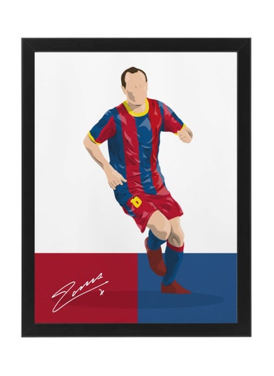 Buy Iniesta Barcelona Autographed Poster with Frame 30x40cm in UAE