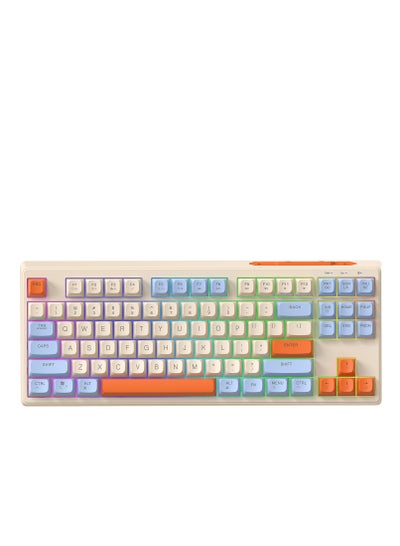 اشتري لوحة مفاتيح M87 لاسلكية للألعاب بتقنية البلوتوث وإضاءة خلفية بألوان قوس قزح ولوحة مفاتيح للكمبيوتر RGB. في الامارات