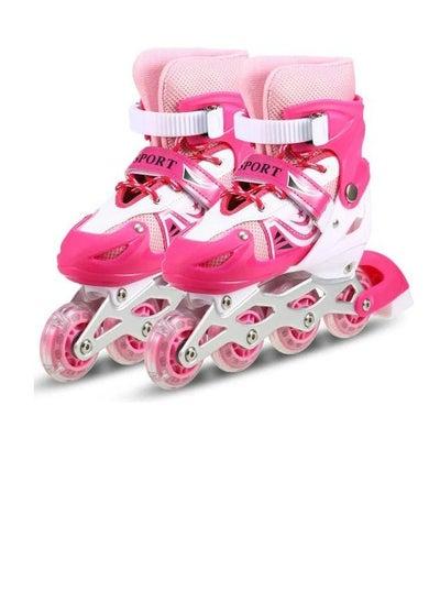 Buy Adjustable Illuminating Inline Skates With Light Up Wheels L in Saudi Arabia