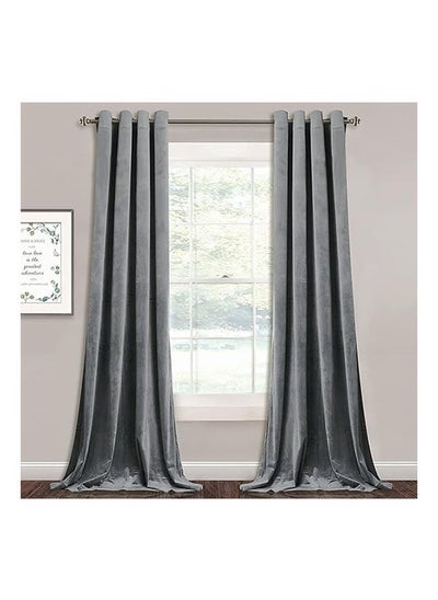 Buy Elegant Velvet Thermal Insulated Curtain Light Blocking Shades 2 panels For Living Room With Steel Grommets in Egypt