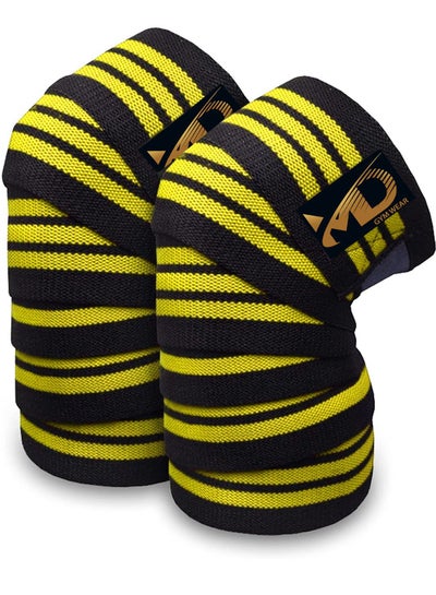 Buy Knee Support Wraps for Weightlifting, Fitness & Gym Workouts 2Pcs, Yellow in Egypt